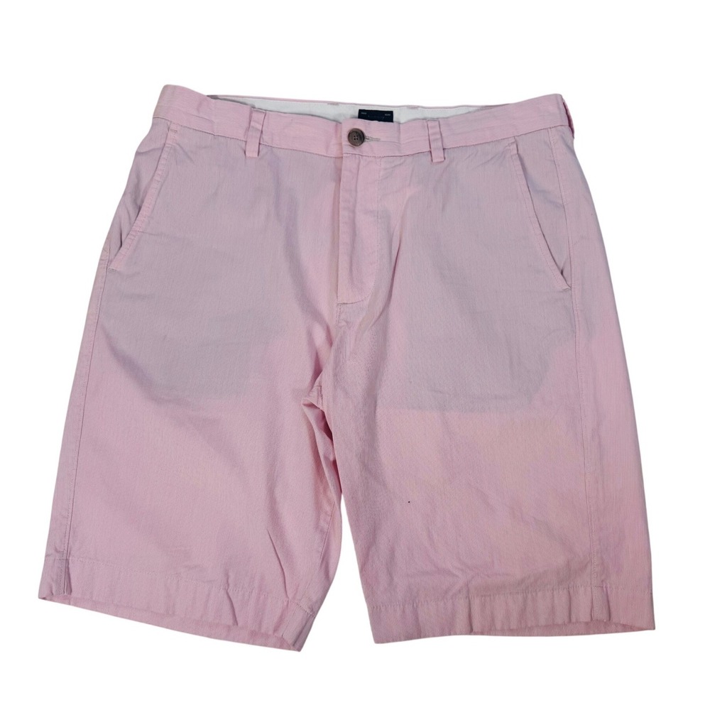 J.Crew Club‎ Shorts Men 33 Pink White Micro Stripe Cotton Summer Chino 11 Inseam